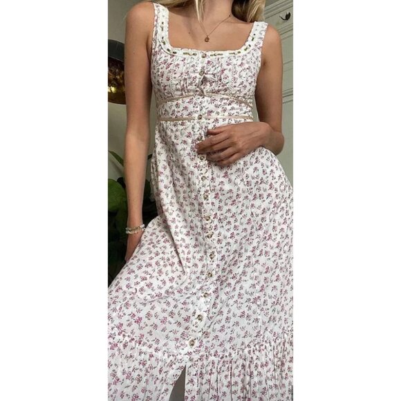 Urban Outfitters Romantic Floral Maxi Dress With Smocked Bodice & Button Front S - Picture 6 of 16
